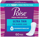 Poise Ultra Thin Incontinence Pads 4 Drop Moderate Absorbency 60 Count - Brand New