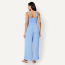 AMAZON ESSENTIALS WOMEN'S JUMPSUIT 2XL - BLUE BEIGE DITSY FLOWER - Brand New