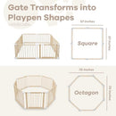 Comfy Cubs Baby Gate Playpen - 57 x 57 x 25 in, Extends Up to 228” - Pine Wood - Like New