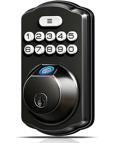 VEISE FINGERPRINT DOOR LOCK, KEYLESS ENTRY, ELECTRONIC, KS02A - MATTE BLACK - Like New