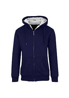 Q-ACTIVE MEN'S SHERPA LINED FLEECE ZIP-UP HOODIE - SIZE: MEN M - NAVY - Brand New
