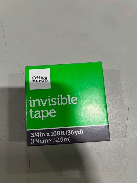 OFFICE DEPOT INVISIBLE TAPE 3/4IN X 108FT (36YD) (1.9CM X 32.9M) - CLEAR - Brand New