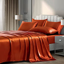 P POTHUINY SATIN SHEETS KING 6 PIECES BURNT ORANGE - Like New