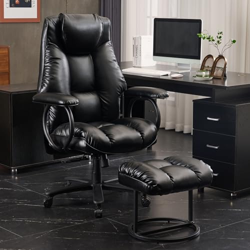 Office Chair Big and Tall, High Back Executive Chair with Ottoman, 400 lbs - Like New