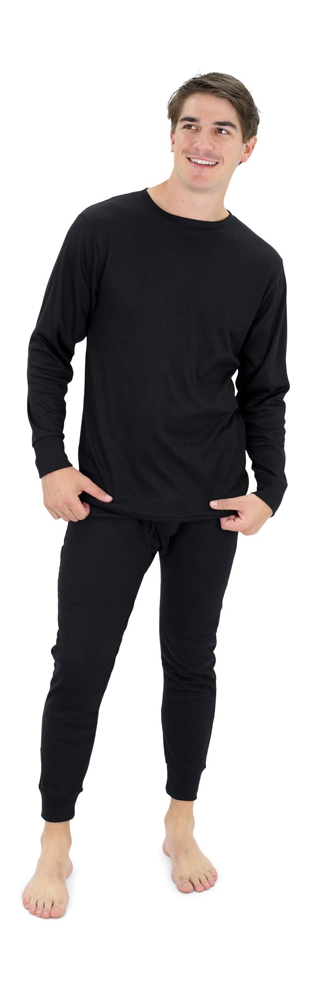 MOSSY OAKS MOSSY OAK MENS THERMAL UNDERWEAR SET, SIZE 2XL, MO-2PCTH - BLACK - Like New