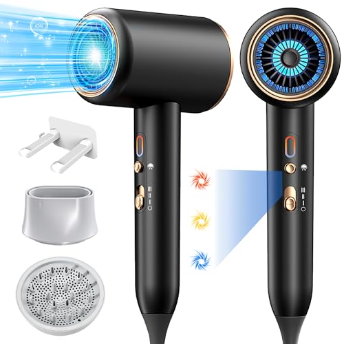 CRDMTK IONIC HAIR DRYER,BLOW DRYER, WITH DIFFUSER & NOZZLE STL8108PRO - BLACK - Like New