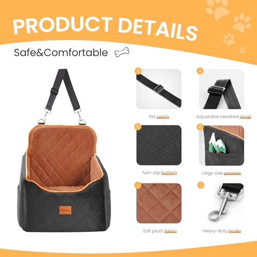 Dog Car Seat for Small Dog with Washable Mat, Memory Foam Booster Seat - Like New