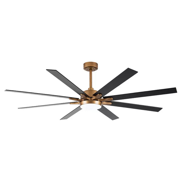 PARROT UNCLE 65" FARMHOUSE PLYWOOD INDOOR LARGE CEILING FAN, LIGHT - GOLD/BLACK - Like New