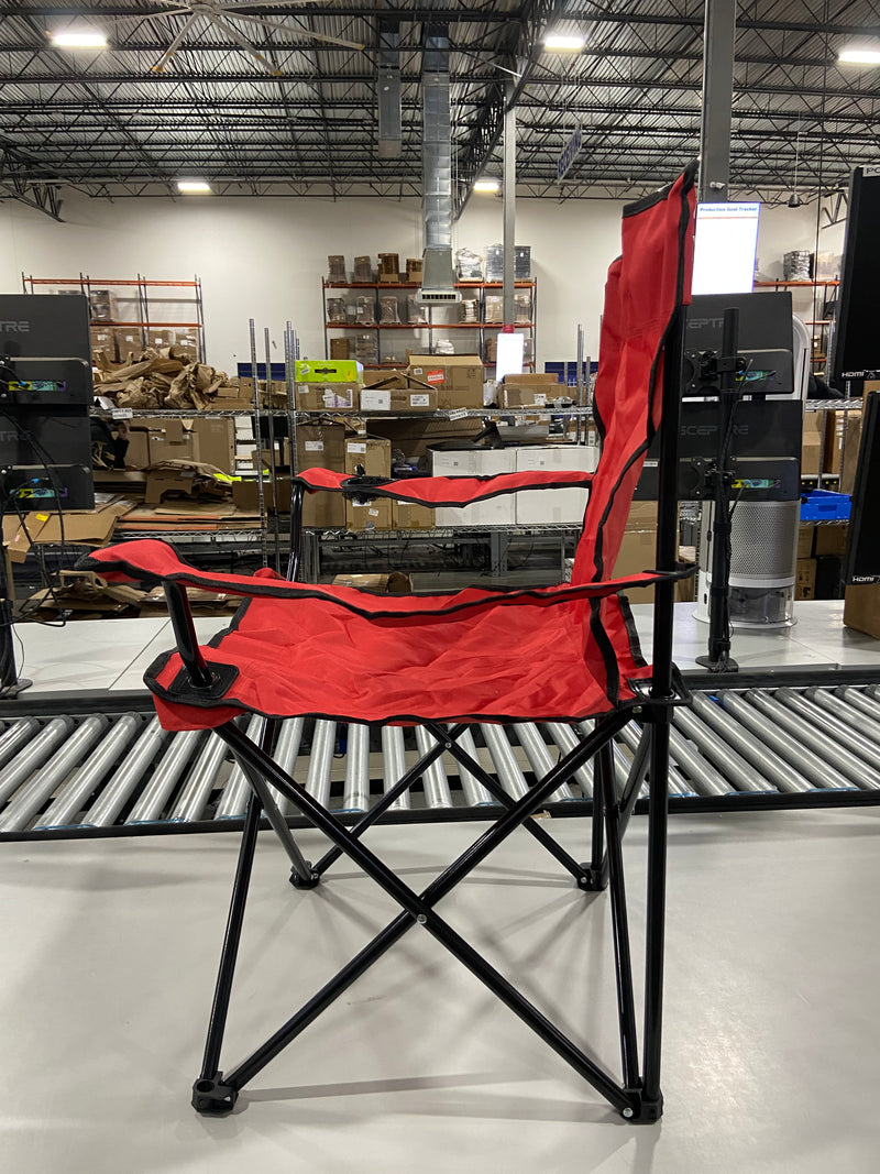 TREK OUTDOOR LIVING SOLUTIONS HEAVY DUTY FOLDABLE CAMPING CHAIR - RED - Brand New
