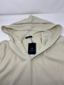 BLUE ICE MEN'S LOOSE FIT WAFFLE KNIT THERMAL HENLEY HOODIE - SIZE: 2XL - NATURAL - Like New