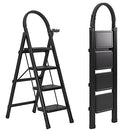 JOISCOPE 4 Step Ladder, Folding Step Stool, 250 Lbs Capacity, B0B56WPGYW - Black - Brand New