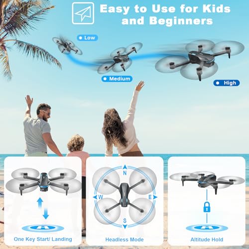 LOILEY DRONE CAMERA ADULTS 1080P FPV Drones KIDS UPGRADE Altitude Hold Dark Gray New