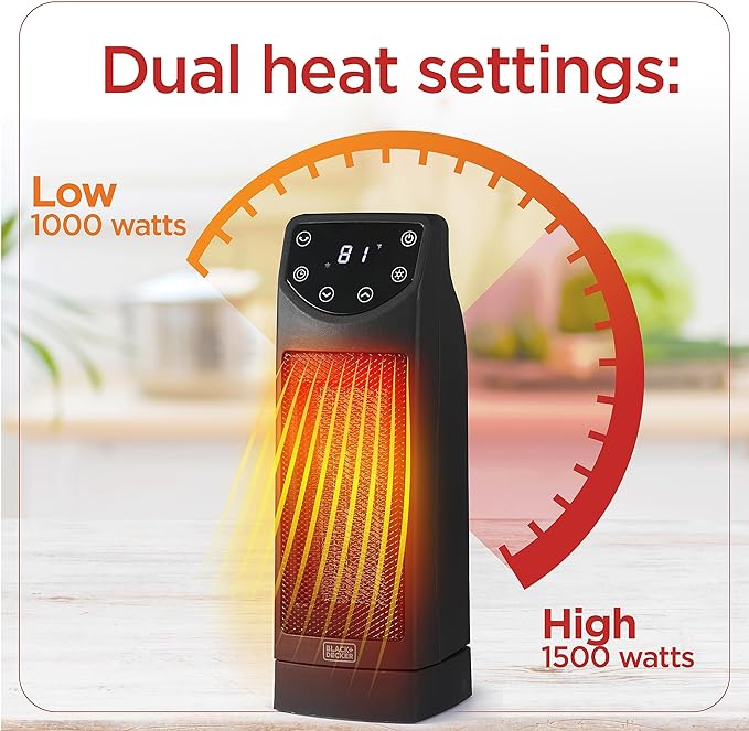 BLACK+DECKER Oscillating Space Heater Remote Control 1500W - Scratch & Dent