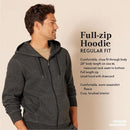 AMAZON ESSENTIALS MEN'S FULL-ZIP FLEECE HOODIE SIZE: MEN 2XL BLACK GRAY STRIPE - Like New