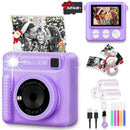 ENERHAMP CAMERA FOR KIDS INSTANT PRINT, BIRTHDAY GIFT WITH 32GB SD CARD - PURPLE - Like New