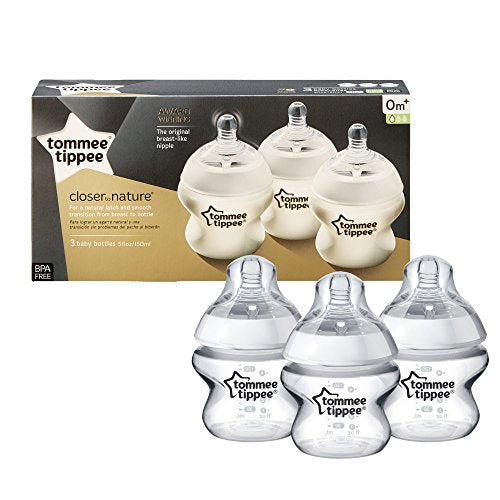 Tommee Tippee Closer to Nature Baby Bottle, Breas-Like, Extra 5oz (3 Count) Rose - Brand New