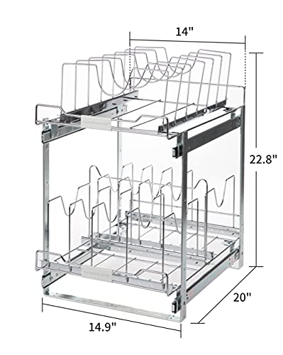 Home Zone Living Pull Out Kitchen Cabinet Organizer Two Tiers of Storage 15” W - Like New