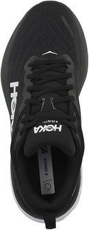 1127952 HOKA ONE ONE Womens Bondi 8 Textile Black/White 9.5 - Like New