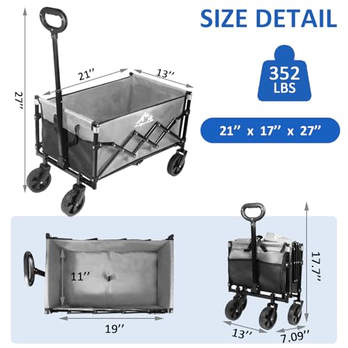 VOYSIGN COLLAPSIBLE WAGON FOLDING UTILITY CART 352LBS HEAVY-DUTY - Gray - Like New