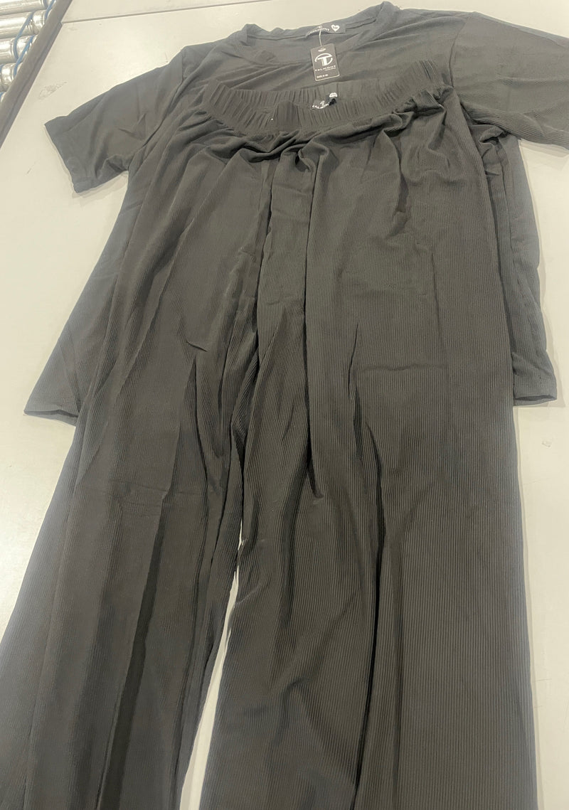TALMONT WOMEN'S PAJAMA SET SHORT SLEEVE 2 PIECE LOUNGE SET, SIZE: S-M - BLACK - Brand New