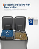 GARVEE DUAL TRASH CAN, 2 X 8 GAL (2 X 30L) STAINLESS STEEL RECYCLING BIN - SMALL - Like New