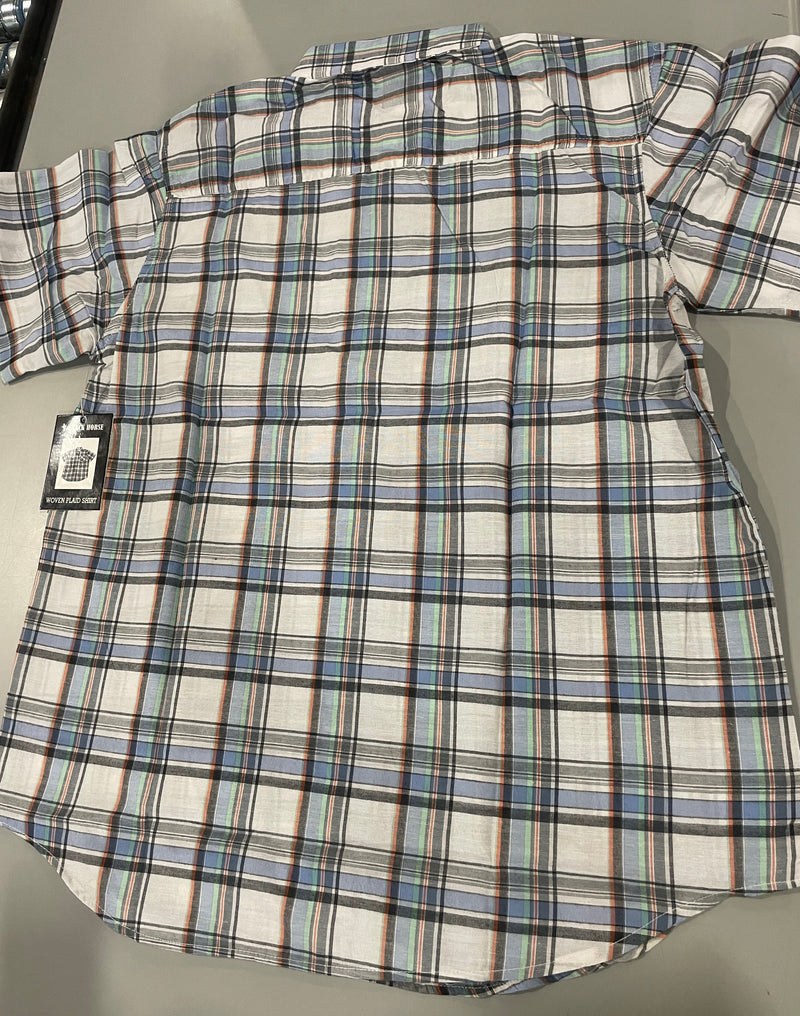 BLACK HORSE WOVEN PLAID SHIRT - MENS M - MULTICOLOR WOVEN PLAID - Brand New