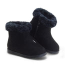 Girls Boots Warm Ankle Winter Boots Kids Soft Plush Lining Fur Collar - Black - Brand New