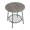 FINECASA Round End Table Industrial Sofa Table Storage Shelf - Grey - Brand New