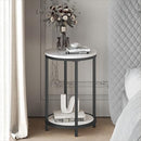 WiberWi Round Side Table, Modern Nightstand End Table, STWB-01 - White/Black - Like New