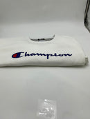 CHAMPION POWERBLEND CREWNECK SWEATSHIRT, CLASSIC SCRIPT LOGO - MEN XL - WHITE - Brand New