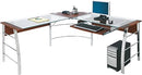 Realspace Mezza 62" W L-Shaped Desk 620475 - Cherry/Chrome Like New