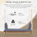 KTFHVGY Outdoor Patio Wooden Swing Chair, 2 Seater with Cushions - Natural-01 - Like New