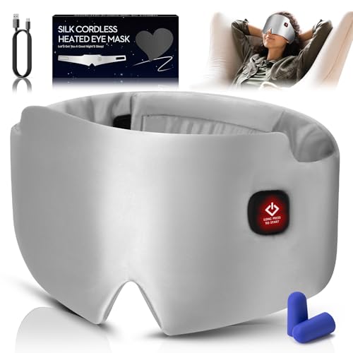 Silk Heated Eye Mask 2000mAh Large Size Cordless Sleep Mask Warm Eye Compresses - Like New