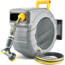 GLAHODEN RETRACTABLE GARDEN HOSE REEL 1/2IN X 130FT NW-J45S - GRAY/YELLOW - Like New