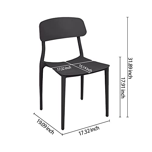 CangLong Slat Back PP Plastic Dining Chairs, Set of 2, Black - Like New