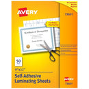 Avery Clear Laminating Sheets 9"x12" Permanent Self-Adhesive 73601- CASE OF 50 - Brand New