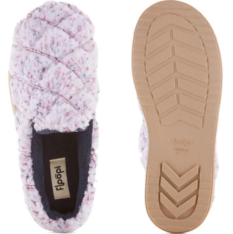 FLOOPI WOMENS SHERPA FUR QUILTED SLIPPERS - SIZE: WOMEN 7 (M) - LAVENDER - Like New