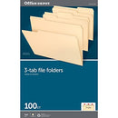 OFFICE DEPOT FILE FOLDERS 1/3 TAB CUT LEGAL SIZE 30% RECYCLED MATERIAL - MANILA - Like New