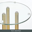 mDesign Round 16" Glass Top Side/End Drink Table Milan Collection - Clear/Brass - Brand New