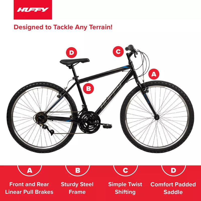 HUFFY ALPINE MOUNTAIN BIKE - 26” WHEELS - 15 SPEEDS - BLACK - Like New