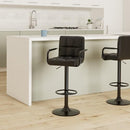 Huracan PU Leather Bar Stools Set of 2, 360° Swiveling B09NNNDL9Z - Black - Like New