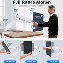 MOUNTUP SINGLE MONITOR DESK MOUNT, ADJUSTABLE GAS SPRING MONITOR ARM - WHITE - Like New