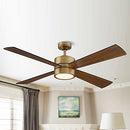 PARROT UNCLE 52" WOODEN 4-BLADE ANTIQUE BRASS CEILING FAN WITH - Scratch & Dent