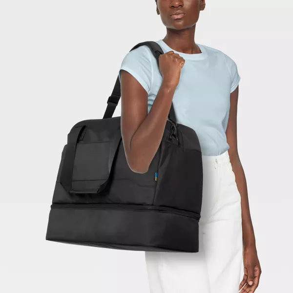 OPEN STORY WEEKENDER BAG WITH DROP-BOTTOM - BLACK - Like New