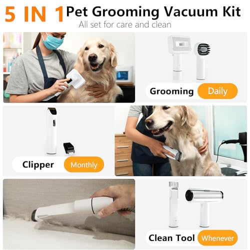 FOTING G20 5-IN-1 DOG GROOMING VACUUM, DOG CLIPPERS & SHEDDING BRUSH- BLACK - Like New