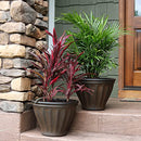 Sunnydaze Charlotte 16" Outdoor Double-Walled Polyresin Planter Set of 2 Brown - Brand New