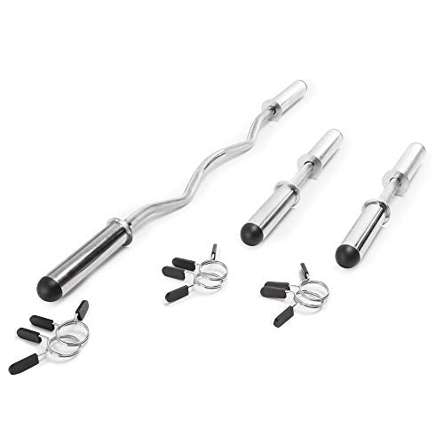 MARcy HOLLOW CURL BAR DUMBBELL HANDLE SET WITH SPRING COLLARS - CHROME - Like New