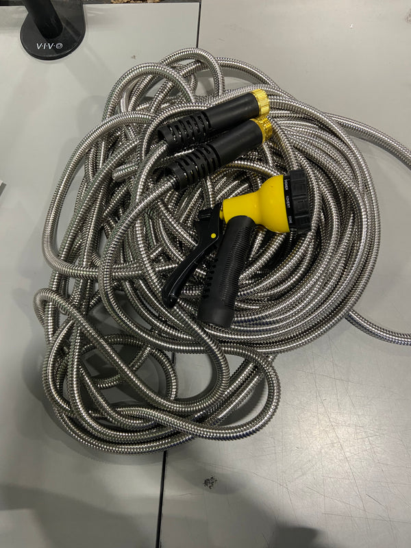 ANUFLES HEAVY-DUTY STAINLESS STEEL GARDEN HOSE - ULTRA-FLEXIBLE - BLACK/YELLOW - Like New