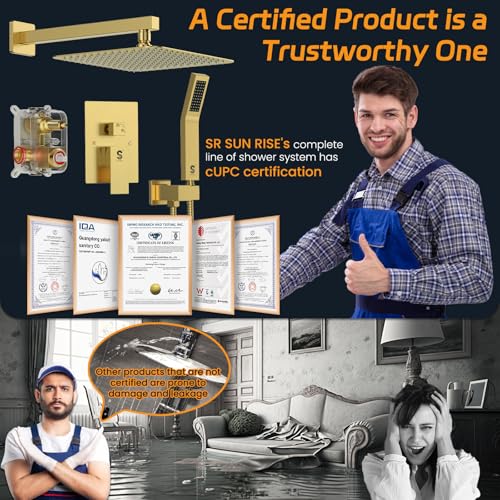 SR SUN RISE SR SUN RISE SHOWER FAUCETS SETS COMPLETE BRUSHED GOLD - Like New