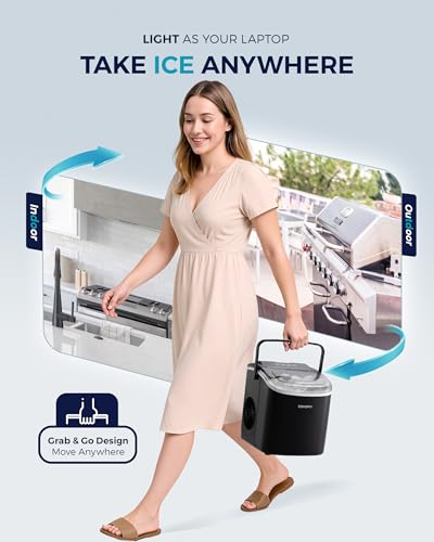 EUHOMY COUNTERTOP ICE MAKER MACHINE, 26LBS, AUTO-CLEANING, Z5812H - BLACK - Like New